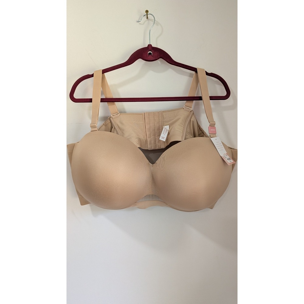 Cacique Comfort Bliss Strapless Bra 50DDD Tan Nude Multi-Way Underwire 1133242